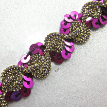 Load image into Gallery viewer, Trim Fuchsia with Gold Bullion Thread 1/5&quot; Wide by the Yard