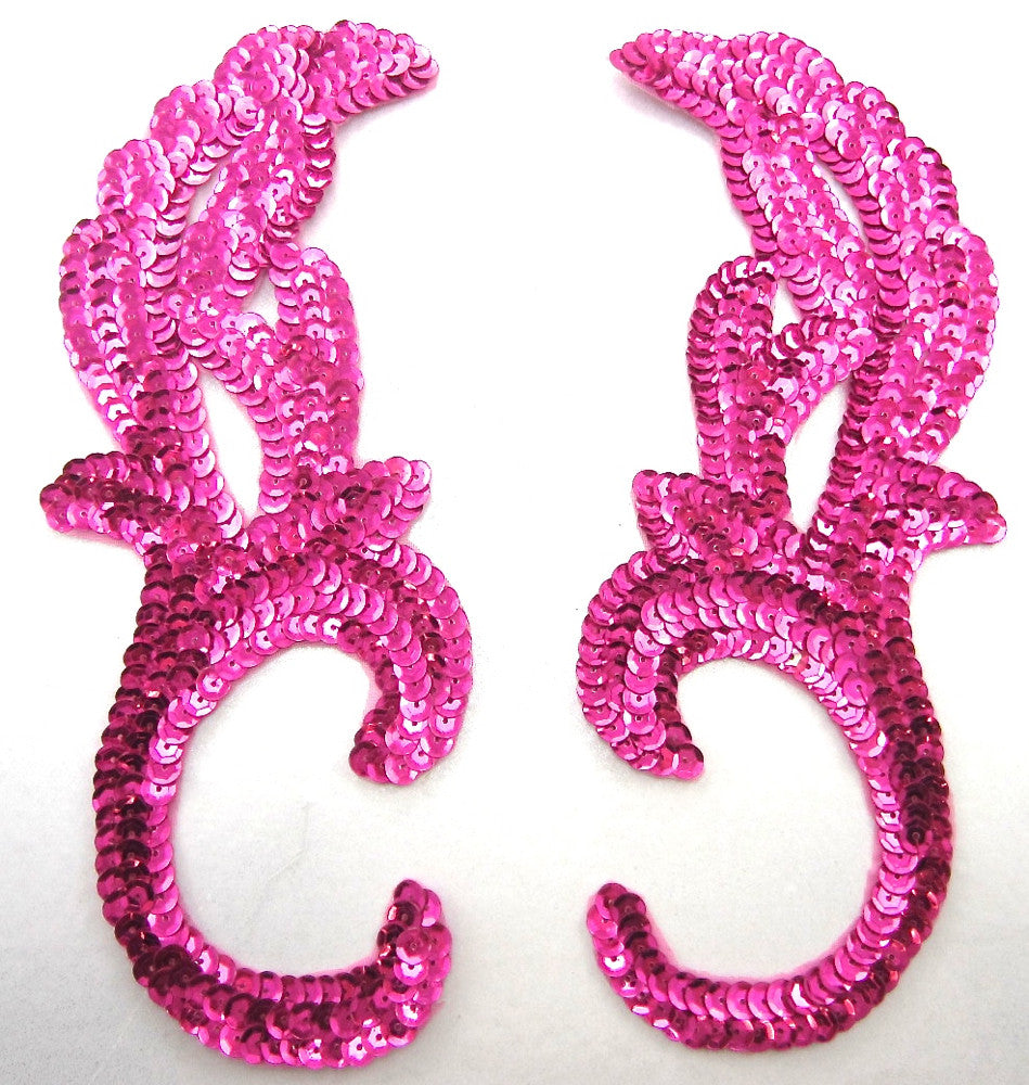Designer Motif Pair with Fuchsia Sequins 8" x 3.25"
