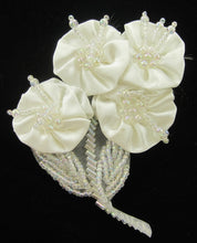 Load image into Gallery viewer, Flower White Satin with Iridescent Beads 3&quot; x 4&quot;