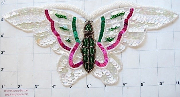 Butterfly with Multi-Colored Sequins and Beads Two Colors 10" x 5"
