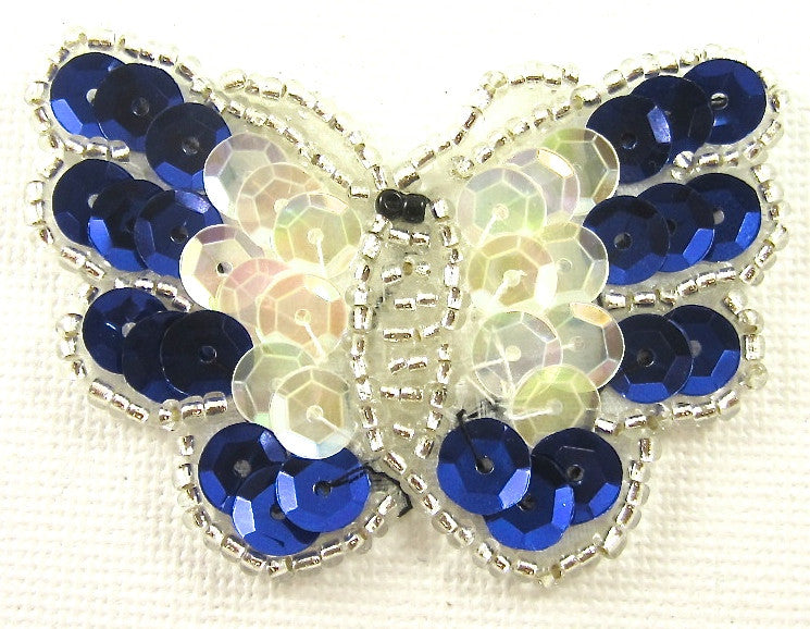 Butterfly with Royal Blue and Iridescent Sequins 1 7/8