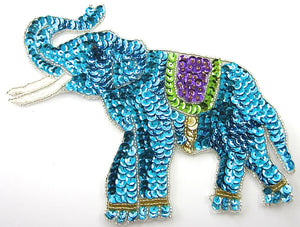 Elephant with Turquoise Sequins 5" x 7"