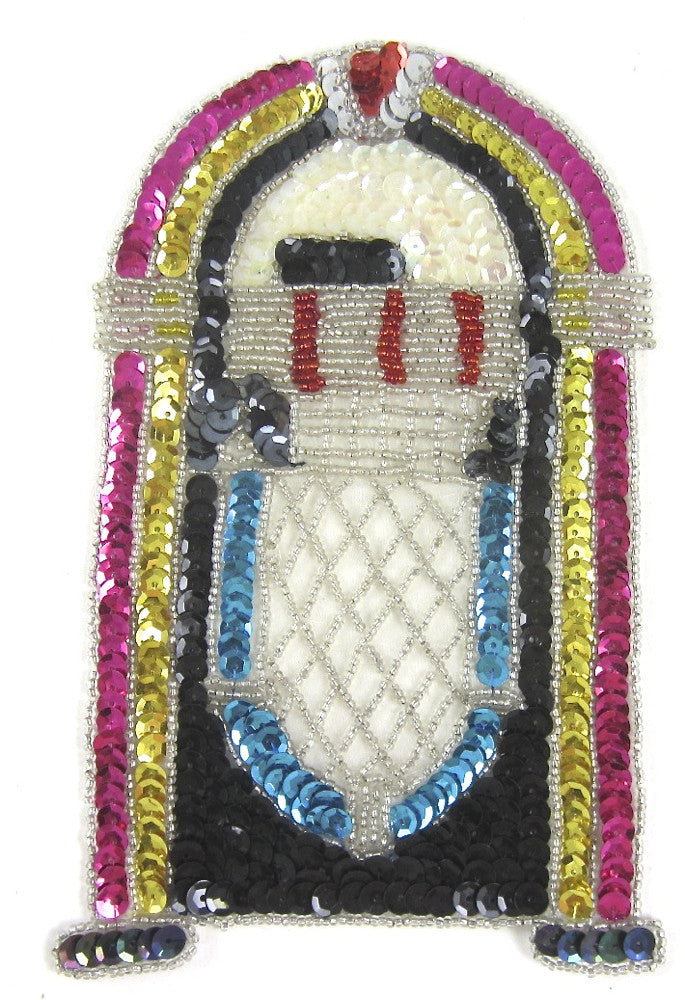 Jukebox de Lentejuelas Multicolor Aplicación 8" x 5"