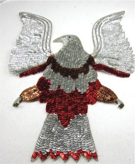 Eagle Red Silver and Bronze Sequin 15" x 10"