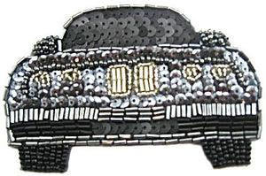 Auto Patch with Charcoal, Black, Silver Sequins and Beads 4" x 2.5"