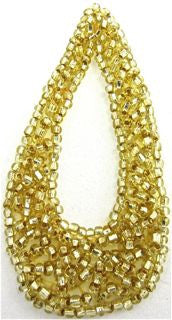 Design Motif Teardrop - Gold Beaded 3" x 1.5"