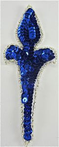 Design Motif with Royal Blue Sequins and Silver Beads 5" x 2"