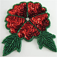 Flower for Christmas, red Sequins, Green Beads with Rhinestone 3