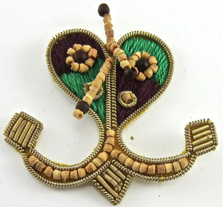 Bullion Heart with Wood and Green 1.75"