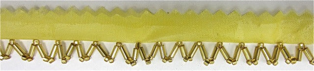 Trim One Row of ZigZag Gold Beads with Netting 1/4" Wide