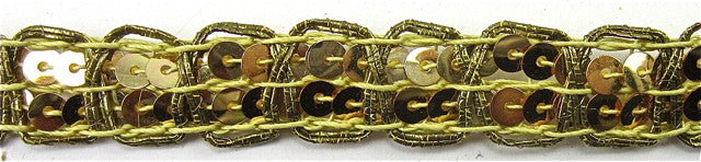 Trim Two Rows Sequins and Gold Thread 1.5" Wide