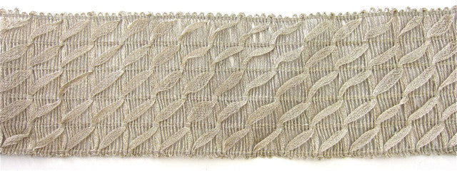 Trim with 5 Rows of Light Gold Pewter Bullion Thread 2.5" Wide, Sold by the Yard