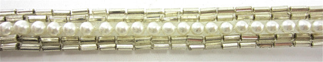 Trim with Silver Bead and one Row of Pearls 1/2" Wide