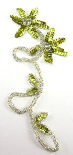 Flor con lentejuelas amarillas/verde lima 8" x 3"