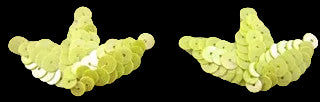 Par de hojas iridiscentes amarillas de 5 cm x 3,8 cm
