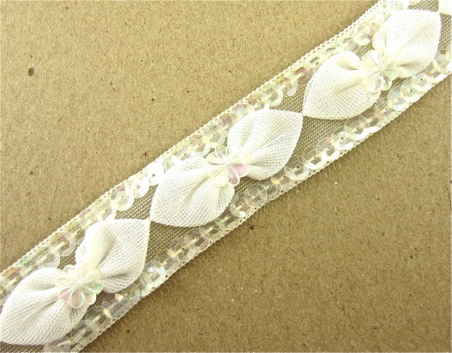 Trim with Cotton Bows Topped with Iridescent Flowers, Iridescent Sequins Edges 1