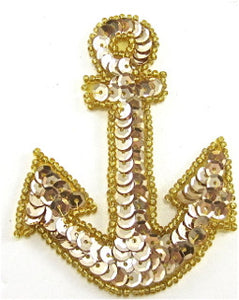 Anchor Gold Sequins and Beads 5" x 3.5" - Sequinappliques.com