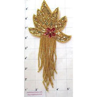 Epaulet Gold with Red Center Sequin and Beads 8.5