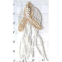 Epaulet with Beige Sequins and White Beads 6.5