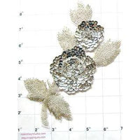 Flower with Silver Sequins and Beads 7