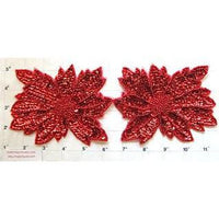 Flower Pair with Red Sequins and Beads 4