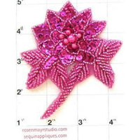 Flower Fuchsia with Pink Sequins and Pink Pearls 4