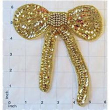Load image into Gallery viewer, Bow with Gold Sequins and Beads 6&quot; x 6&quot;