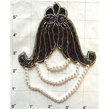 Load image into Gallery viewer, Epaulet with Moonlight Sequins Gold and White Beads 6&quot; x 4.5&quot;