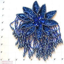 Load image into Gallery viewer, Epaulet with Blue Sequins and Blue Beads 8&quot; x 5.5&quot;