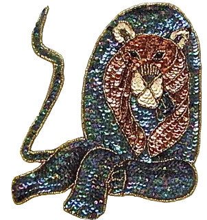 Lion with Moonlight Bronze Sequins 9.25” x 8.25”