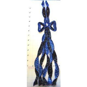 Bow Black and Blue Long 19" x 5"