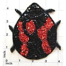 Load image into Gallery viewer, Beetle with Red and Black Sequins and Beads 4.5&quot; x 4&quot;