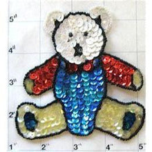 Load image into Gallery viewer, Bear with red/blue outfit 4&quot; x 4&quot;