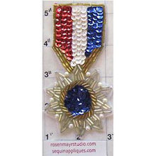 Load image into Gallery viewer, Badge Medal Sequin Beaded 4&quot; x 2&quot; - Sequinappliques.com