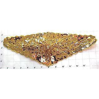 Cinturón Motif de Diseñador - Lentejuelas Doradas - Cuentas - Diamantes de Imitación 14" x 5"