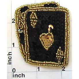 As y Rey en lentejuelas negras y doradas y abalorios dorados - 2.75” x 2.25”