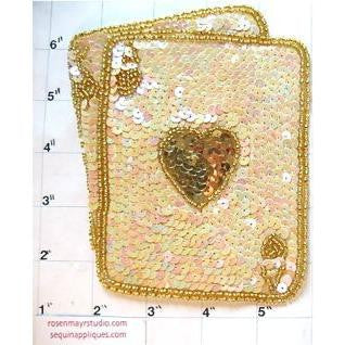 Ace King Playing Card with Beige and Gold Sequins 5