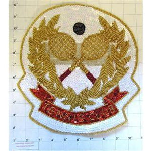 Tennis Club Patch with White Sequins 11" x 10"