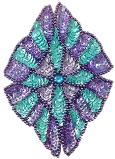 Diseño de autor con lentejuelas y cuentas de colores del suroeste 6" x 4.5"