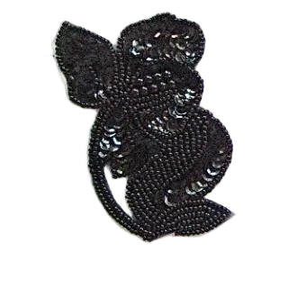 Flor con lentejuelas y abalorios negros 3.5" x 3'