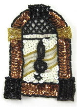 Load image into Gallery viewer, Juke Box with Bronze and Black and White Sequins 4.5&quot; x 3&quot;