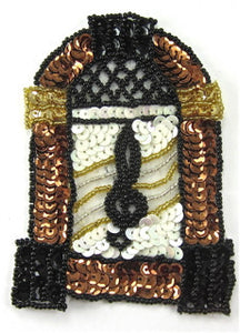 Juke Box with Bronze and Black and White Sequins 4.5" x 3"