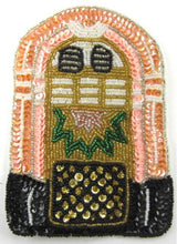 Load image into Gallery viewer, Juke Box with Pink Peach Black Green Gold Sequins and Beads 6&quot; x 4&quot;