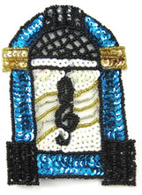 Load image into Gallery viewer, Juke Box with Turquoise White Silver Beads and Sequins 4.5&quot; x 3&quot;