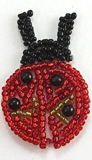 Mariquita con cuentas negras, doradas y rojas de 1,75 x 1 pulgada