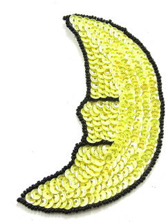 Half Moon Crescent with Yellow Sequins and Black Beads 4"x 2"