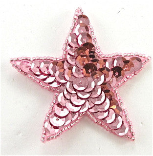 Estrella con lentejuelas y abalorios rosas 2.5"