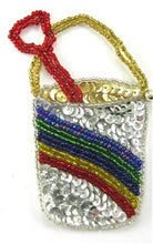 Load image into Gallery viewer, Pail and Shovel with Rainbow Sequin and Beads 4&quot; x 3&quot;