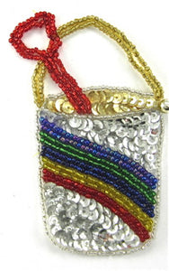 Pail and Shovel with Rainbow Sequin and Beads 4" x 3"