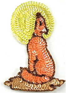 10 Pack Prairie Dog or Coyote Howling at Moon with Peach, Yellow, Bronze Sequin Beaded 4.5" x 3"